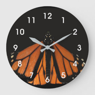 Monarch Butterfly  in the key of Orange Large Clock