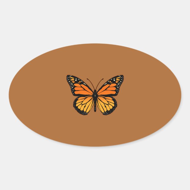 Monarch Butterfly Joy Oval Sticker (Front)