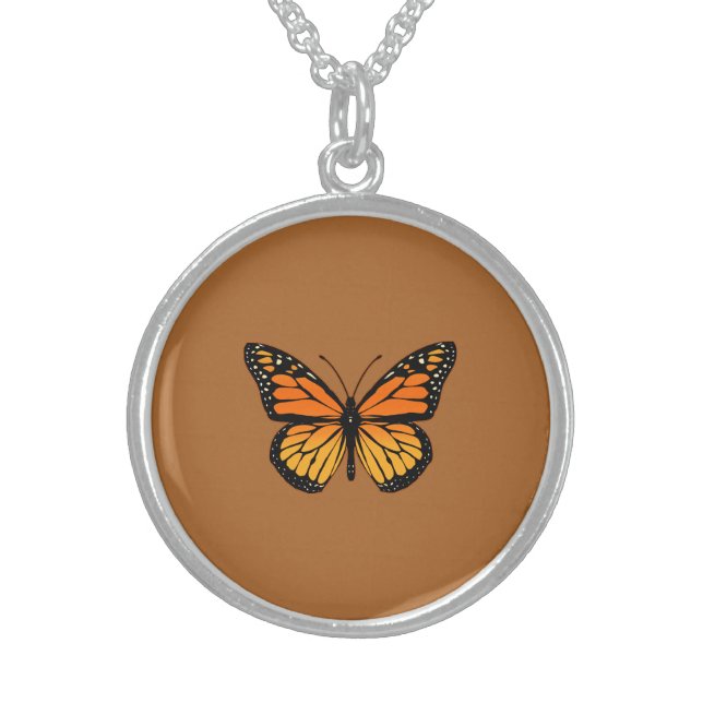 Monarch Butterfly Joy Sterling Silver Necklace (Front)