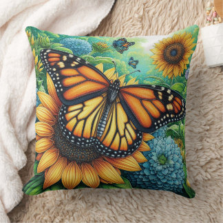 Monarch butterfly Large Throw Pillow