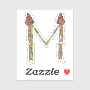 Monarch Butterfly - Letter M Monogram, M Initial Sticker