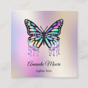 monarch butterfly life coach holographic business square business card