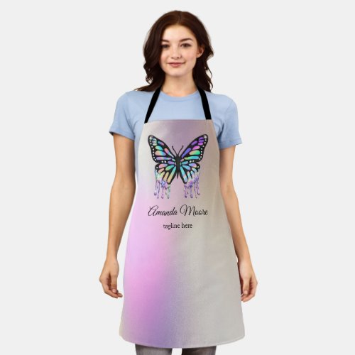 monarch butterfly life coach holographic drips apron