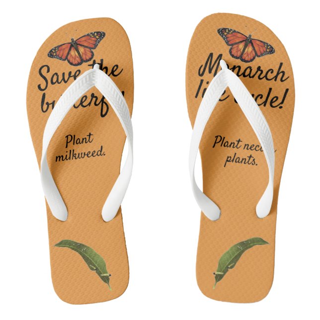 Monarch butterfly life cycle flip flops (Footbed)