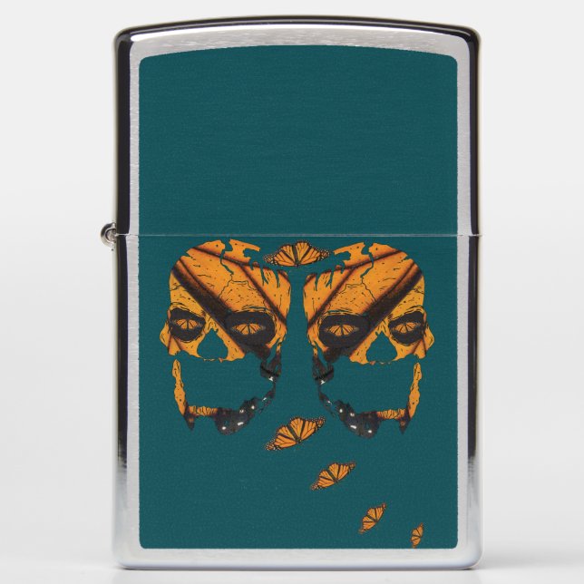 Monarch Butterfly Lighter - Butterflys & Skulls (Front)
