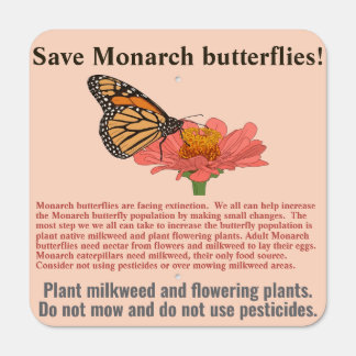 Monarch butterfly metal sign
