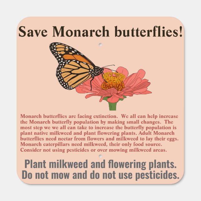 Monarch butterfly metal sign (Front)