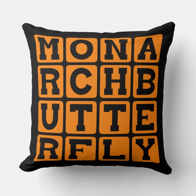 Monarch Butterfly, Milkweed Butterfly Throw Pillow (Front)