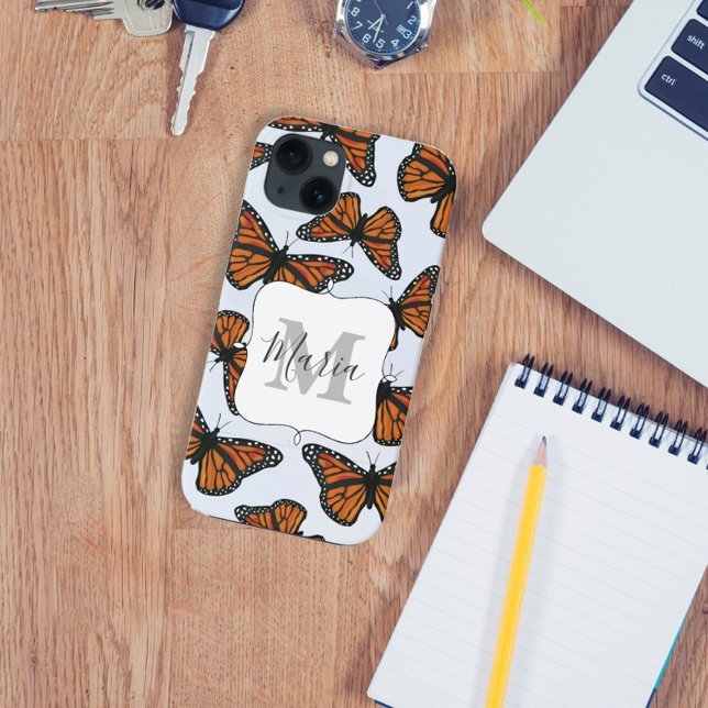 Monarch Butterfly Monogram Botanical Girly Case-Mate iPhone Case (Creator Uploaded)