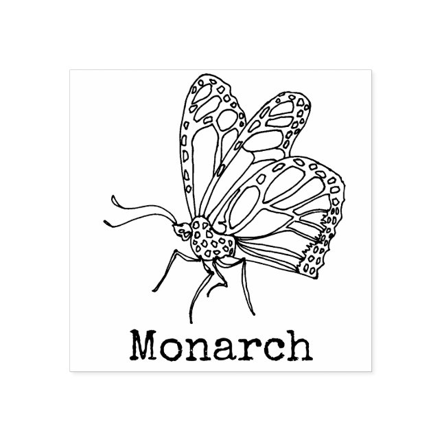 Monarch Butterfly Monogrammed Rubber Stamp (Imprint)