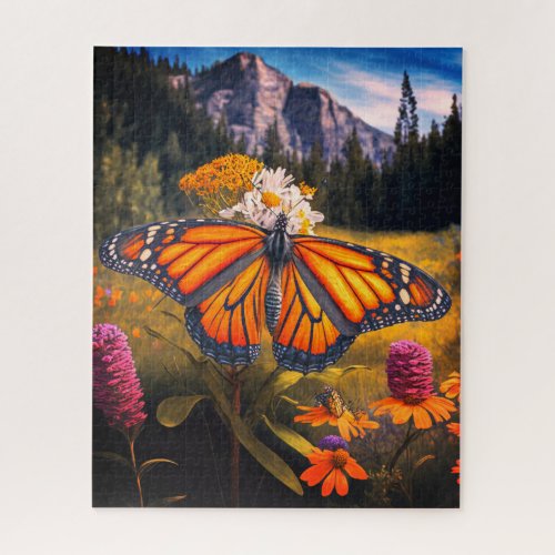 Monarch Butterfly Mountain Beautiful Meadow Nature Jigsaw Puzzle