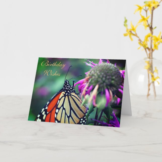 Monarch Butterfly Nature Birthday Card (Yellow Flower)