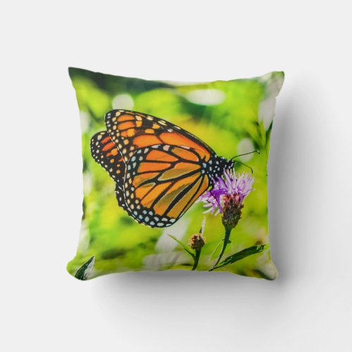 Monarch Butterfly Nature Throw Pillow
