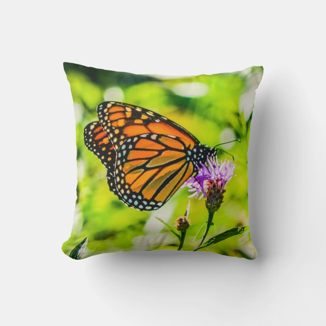Monarch Butterfly Nature Throw Pillow (Front)