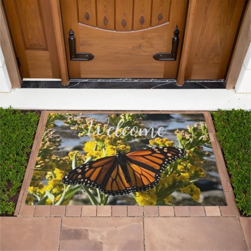 Monarch Butterfly on a Flower by the Water Nature Doormat
