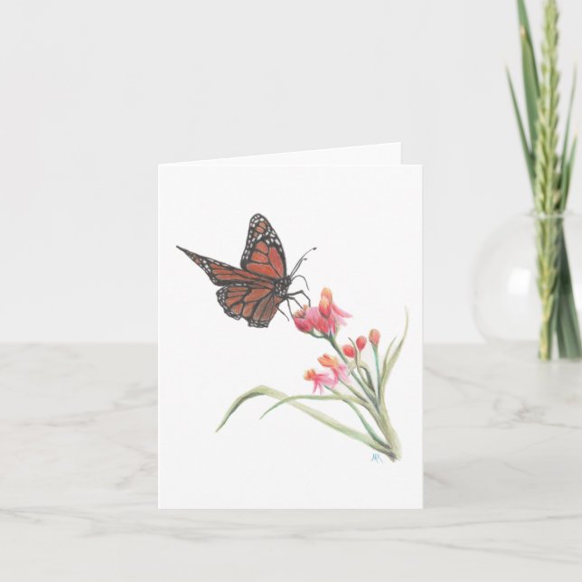 Monarch Butterfly on a Flower Note Card (Front)
