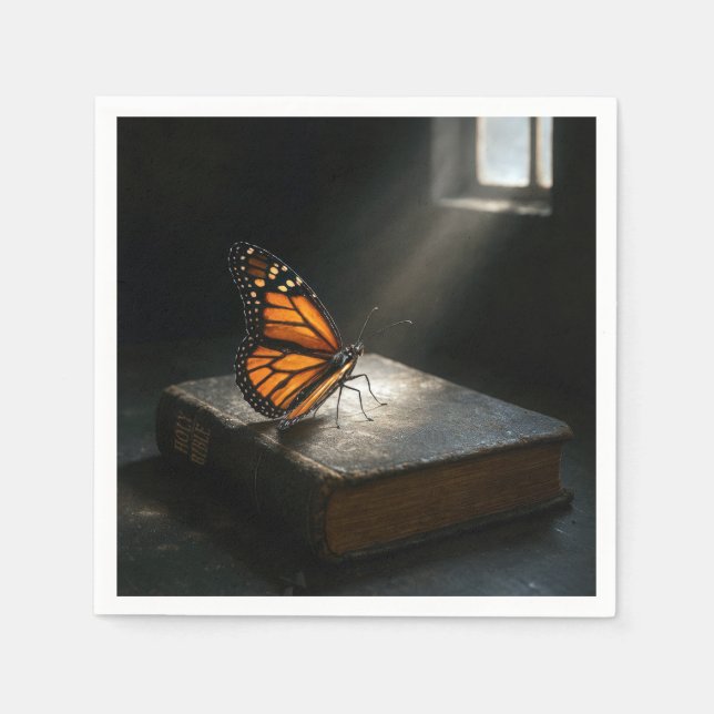 Monarch Butterfly On a Holy Bible Napkins (Front)