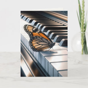Monarch Butterfly On a Piano Keyboard Card