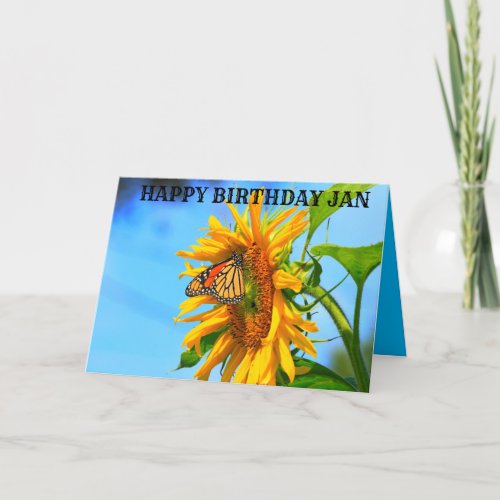 Monarch Butterfly on a Sunflower Holiday Card
