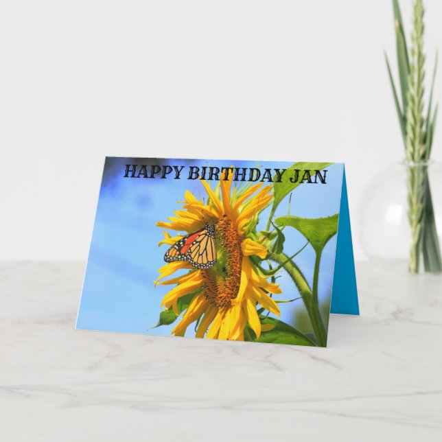 Monarch Butterfly on a Sunflower Holiday Card (Front)