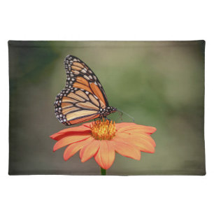 Monarch Butterfly on an orange flower Cloth Placemat
