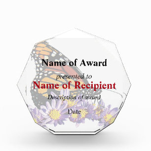 Monarch Butterfly on Asters Acrylic Award