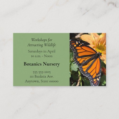 Monarch butterfly on chrysanthemum flower business card