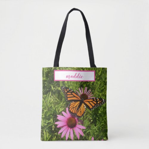 Monarch Butterfly on Echinacea Cone Flower Photo Tote Bag