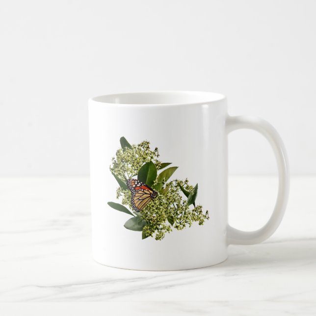 Monarch Butterfly on Euonymus Coffee Mug (Right)