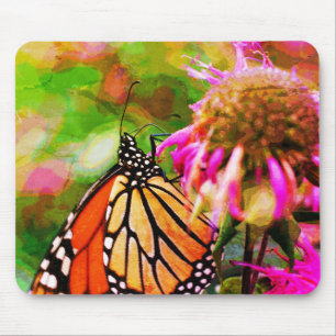 Monarch Butterfly On Flower Abstract Art Mouse Pad
