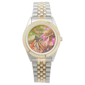 Monarch Butterfly On Flower Abstract Personalized Watch