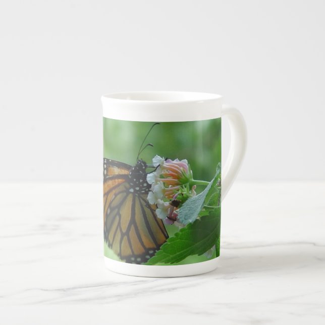 Monarch Butterfly on Flower Bone China Mug (Front Right)