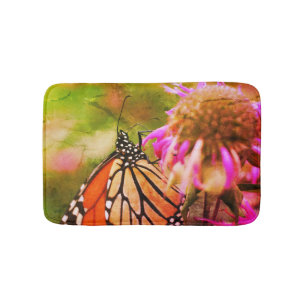 Monarch Butterfly On Flower Close Up Abstract Bath Mat