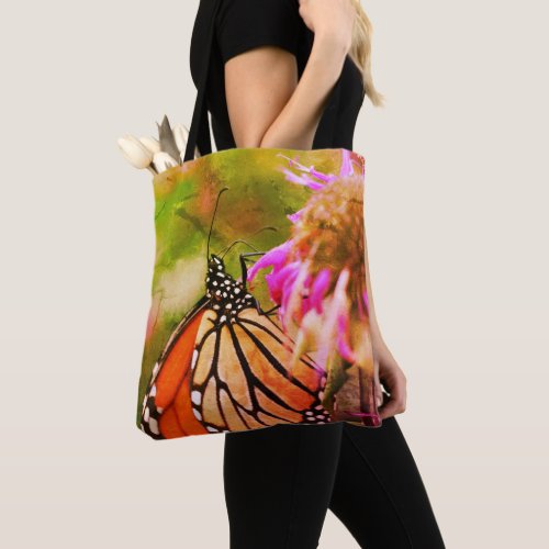 Monarch Butterfly On Flower Close Up Abstract  Tote Bag