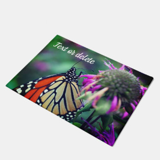 Monarch Butterfly On Flower Close Up Personalized Doormat