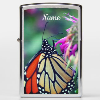 Monarch Butterfly On Flower Close Up Personalized Zippo Lighter