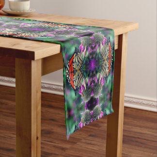 Monarch Butterfly On Flower Nature Abstract Short Table Runner