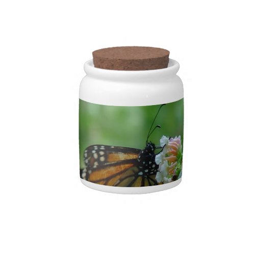 Monarch Butterfly on Flower Porcelain Candy Jar