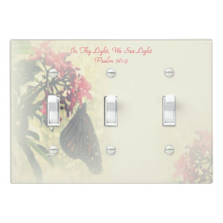 Monarch Butterfly on Flower with Scripture Ecu 3 Light Switch Cover