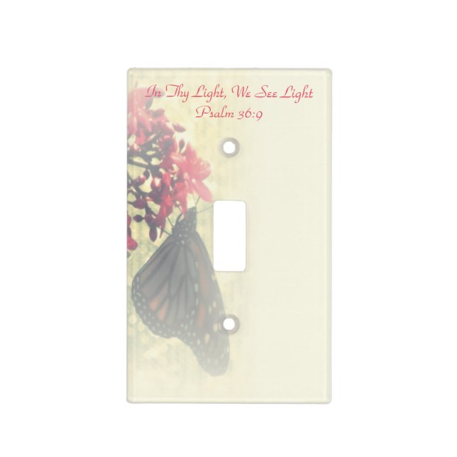 Monarch Butterfly on Flower with Scripture Ecu Light Switch Cover (Front)