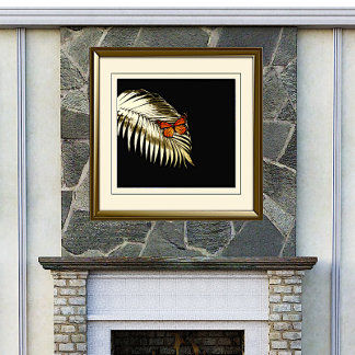 Monarch Butterfly on Golden Palm Frond Foil Prints