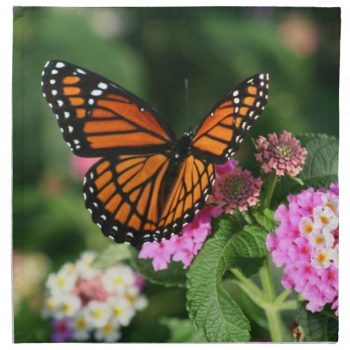 Monarch Butterfly on Lantana Flower Napkins