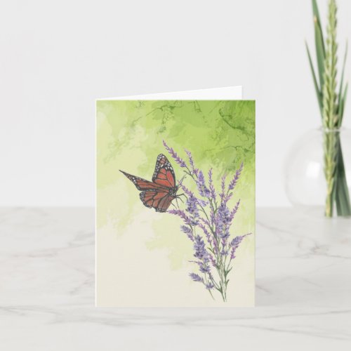 Monarch Butterfly on Lavender Flowers Note Card