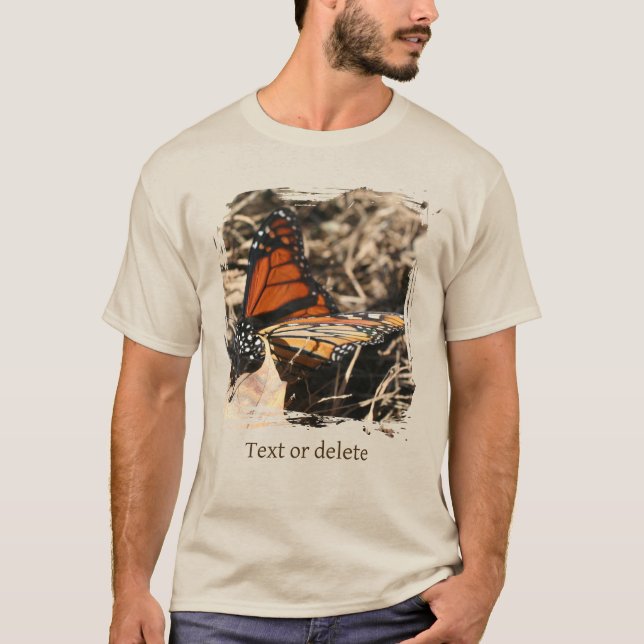 Monarch Butterfly On Leaf Personalized Nature T-Shirt (Front)