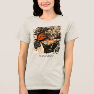 Monarch Butterfly On Leaf Personalized Nature Tri-Blend Shirt