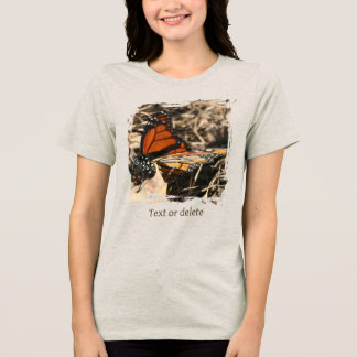 Monarch Butterfly On Leaf Personalized Nature Tri-Blend Shirt