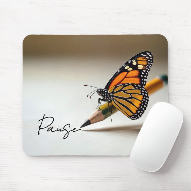 Monarch Butterfly On Pencil With Text Mouse Pad (With Mouse)