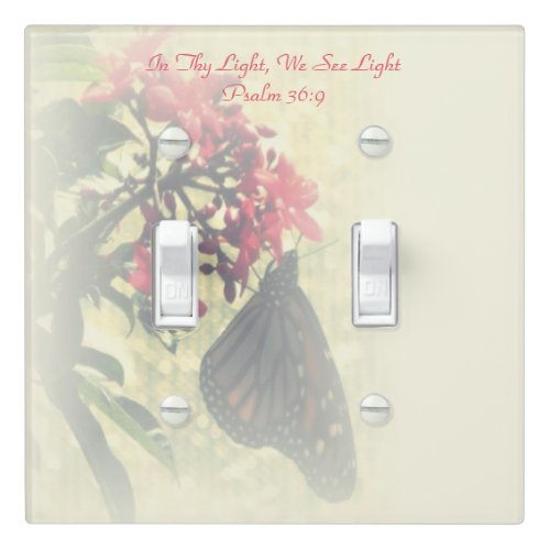 Monarch Butterfly on Pink Flower Ecu Double Toggle Light Switch Cover