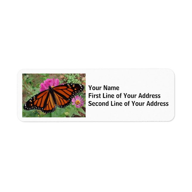 Monarch Butterfly on Pink Flower Label (Front)