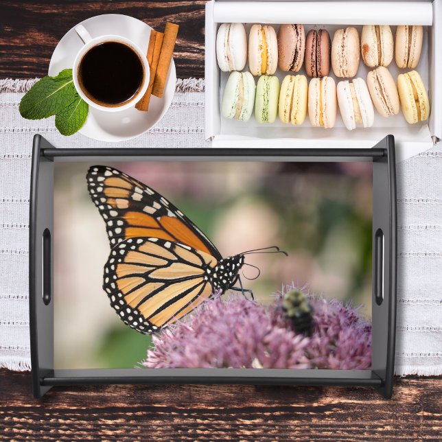 Monarch Butterfly on Pink Flower serving tray (Creator Uploaded)